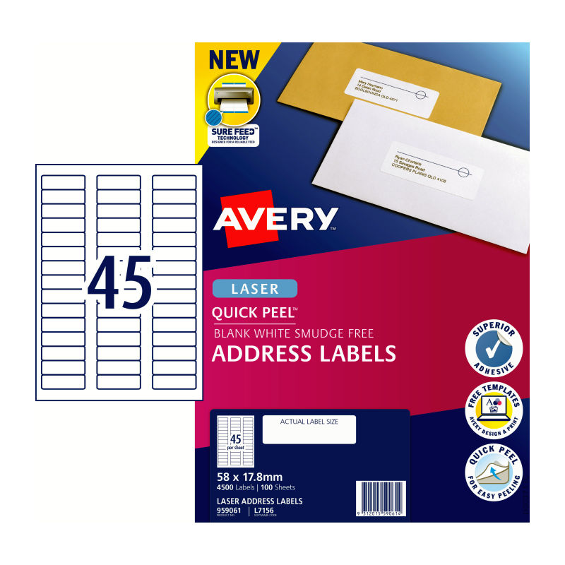 avery-laser-label-qp-l7156-45up-pack-of-100 at www.mallsonline.com.au