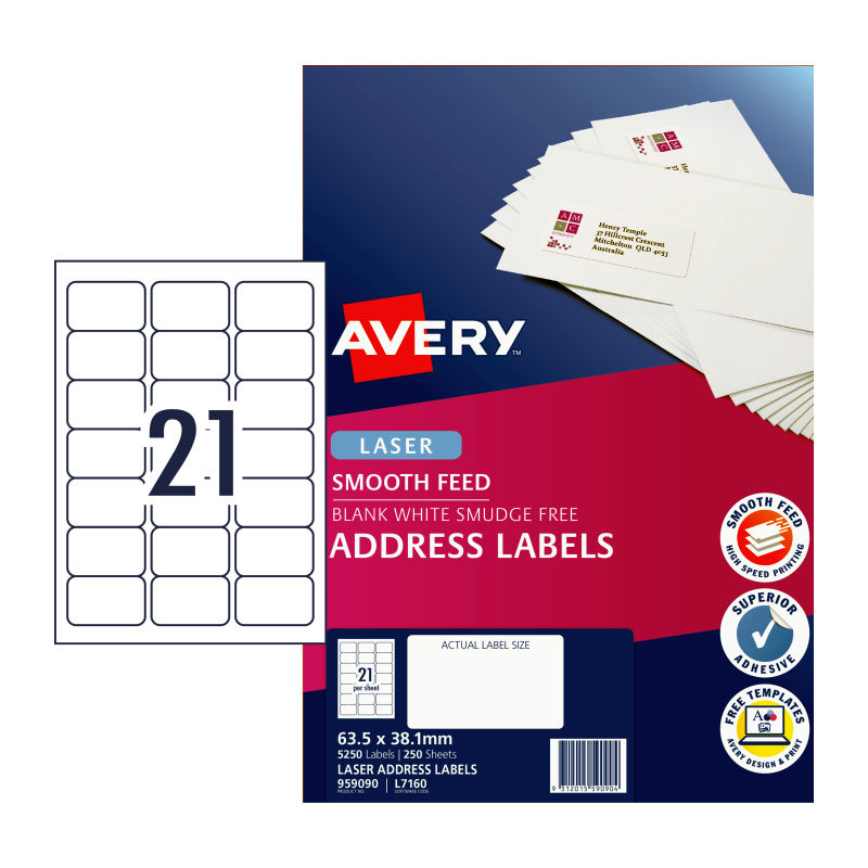 avery-laser-label-l7160-21up-pack-of-250 at www.mallsonline.com.au
