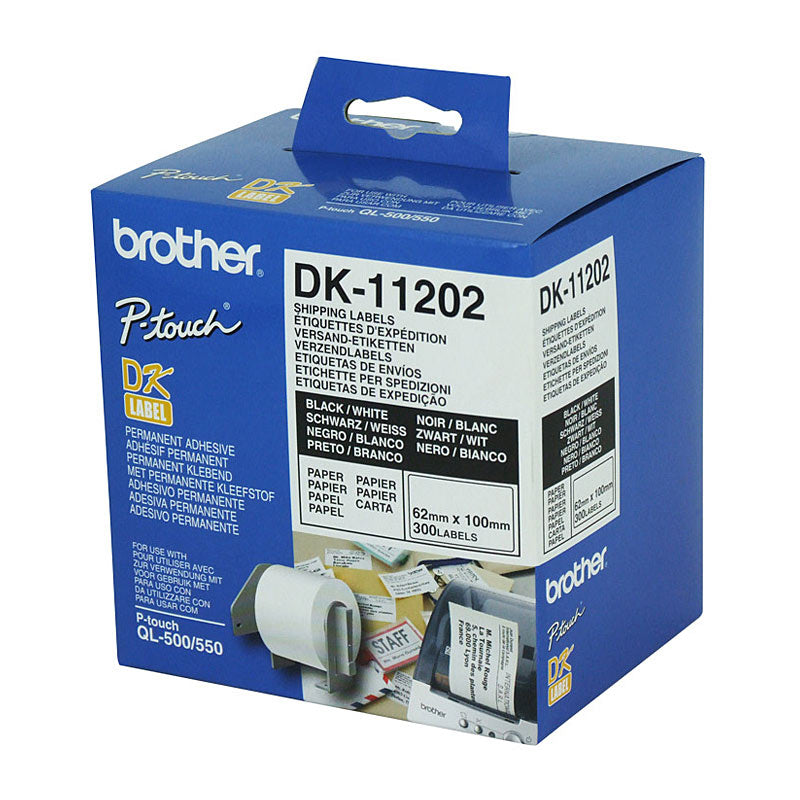 brother-dk11202-white-shipping-name-badge-label-62mm-x-100mm-300-labels-per-roll at www.mallsonline.com.au
