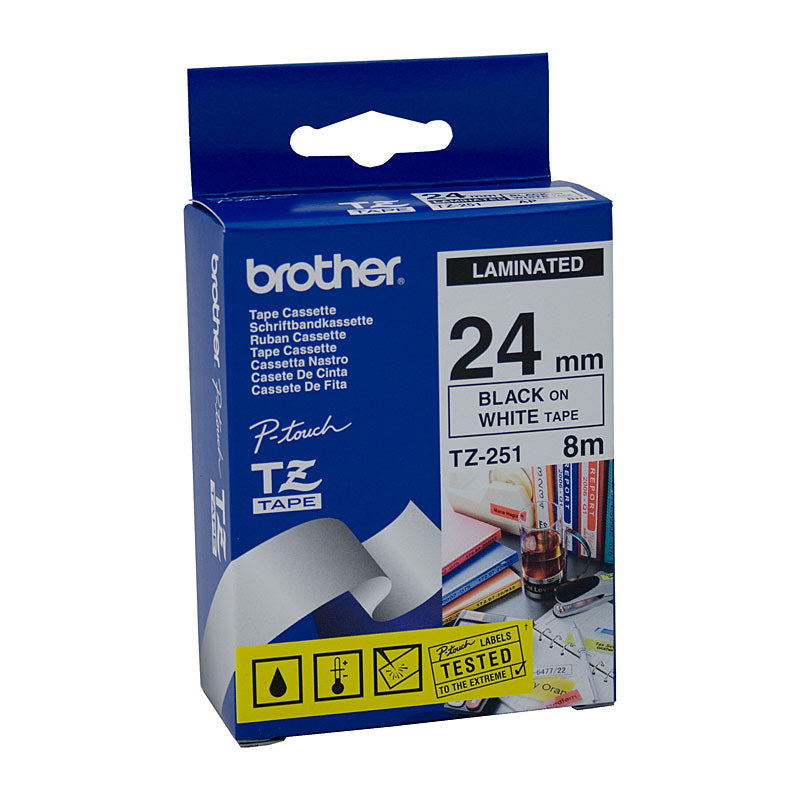 brother-tze251-labelling-tape-24mm-black-on-white-tze-tape www.mallsonline.com.au