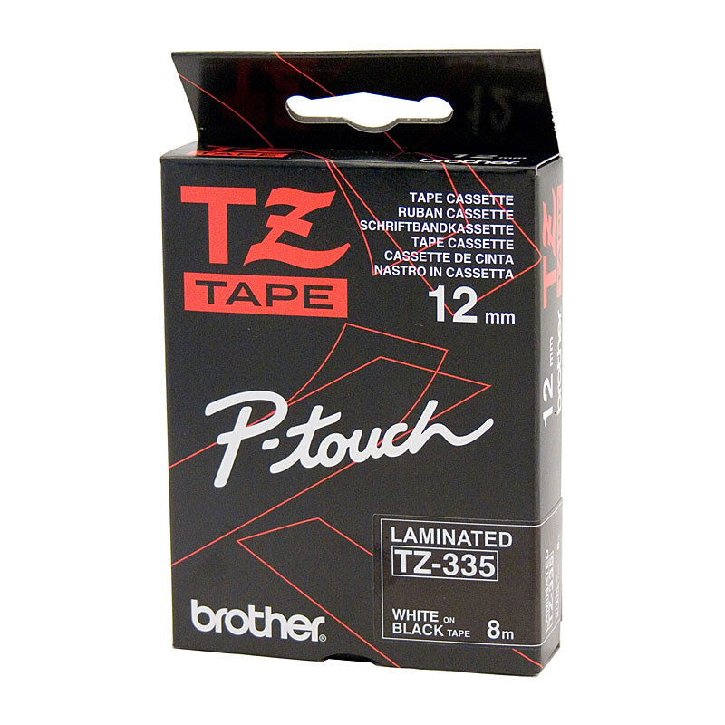 brother-tze335-labelling-tape-12mm-white-on-black-tze-tape www.mallsonline.com.au