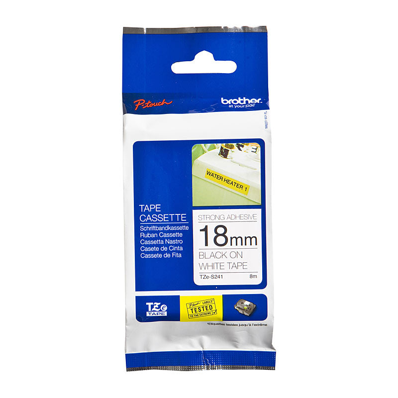 brother-tzes241-labelling-tape-18mm-black-white-tape-strong-adhesive-tze-tape www.mallsonline.com.au