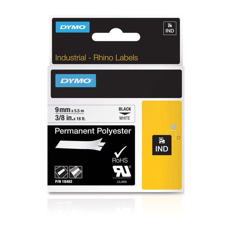 dymo-rhino-py-label-9mm-black-white www.mallsonline.com.au