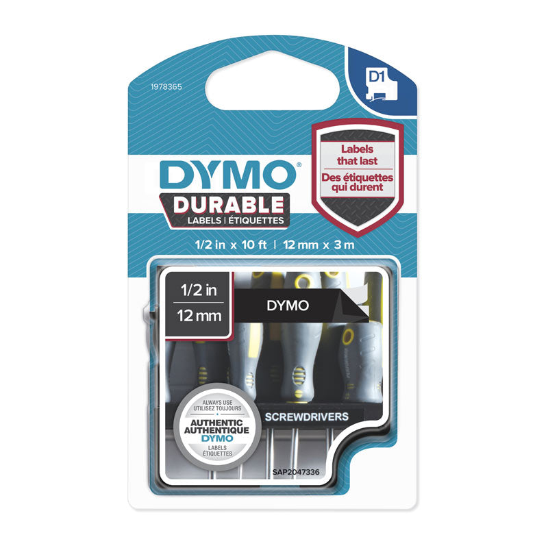 dymo-dur-white-on-black-12mm-x-3m www.mallsonline.com.au