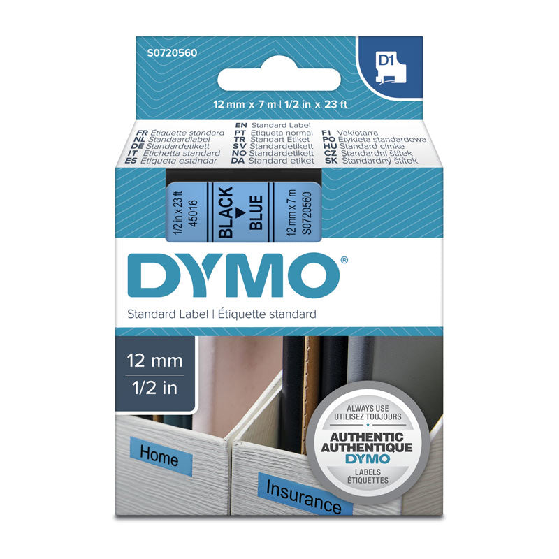 dymo-black-on-blue-12mmx7m-tape www.mallsonline.com.au