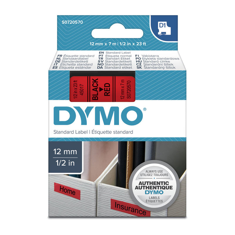 dymo-black-on-red-12mmx7m-tape www.mallsonline.com.au