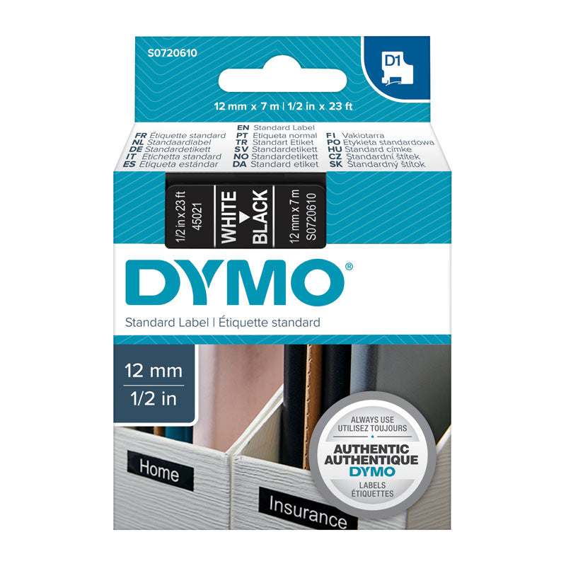 dymo-white-on-black-12mmx7m-tape www.mallsonline.com.au