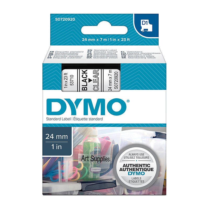 dymo-black-on-clear-24mmx7m-tape www.mallsonline.com.au
