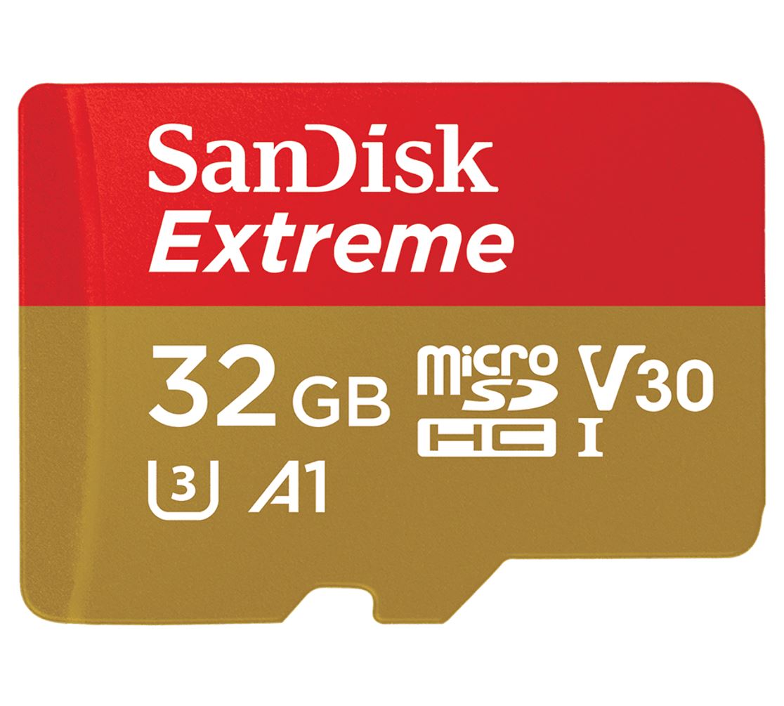 sandisk-32gb-extreme-microsd-sdhc-sqxaf-v30-u3-c10-a1-uhs-1-100mb-s-r-60mb-s-w-4x6-sd-adaptor-android-smartphone-action-camera-drones www.mallsonline.com.au