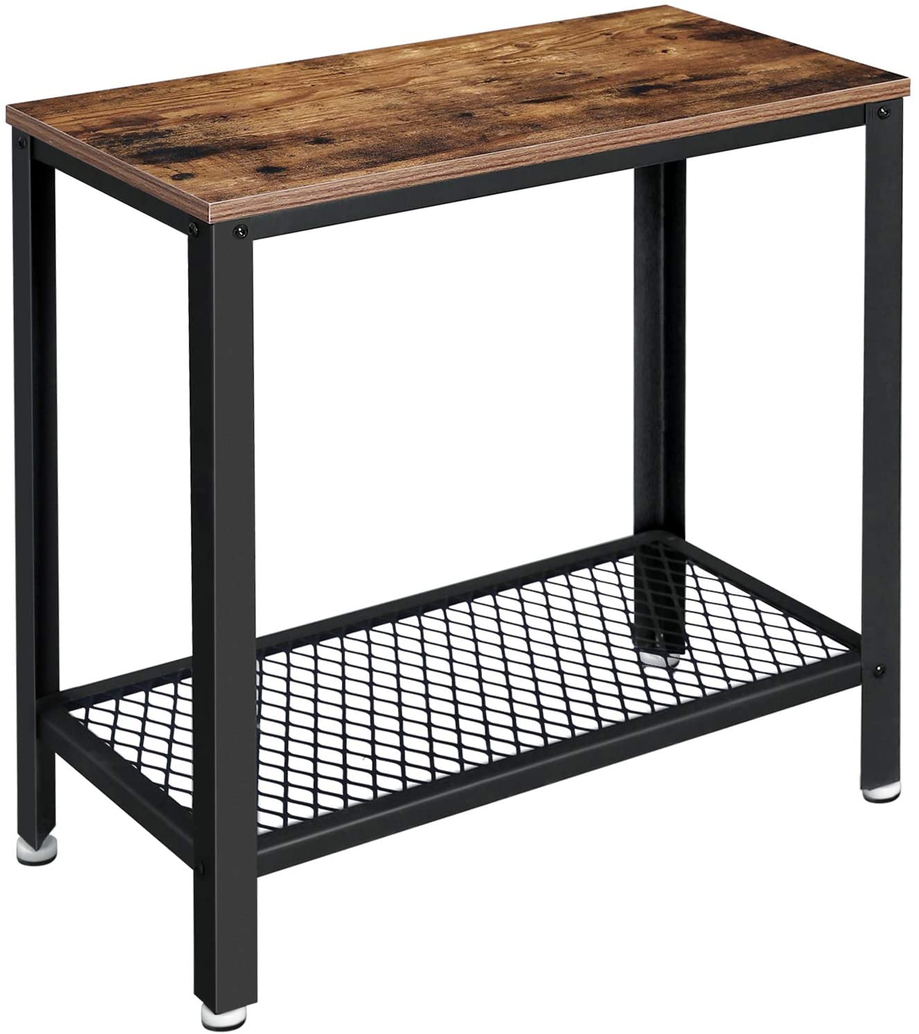 industrial-side-table-2-tier-with-mesh-and-metal-frame-rustic-brown at www.mallsonline.com.au