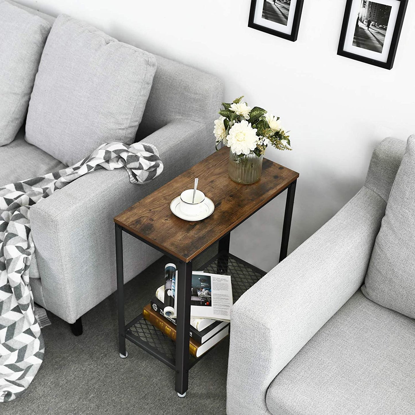 industrial-side-table-2-tier-with-mesh-and-metal-frame-rustic-brown at www.mallsonline.com.au