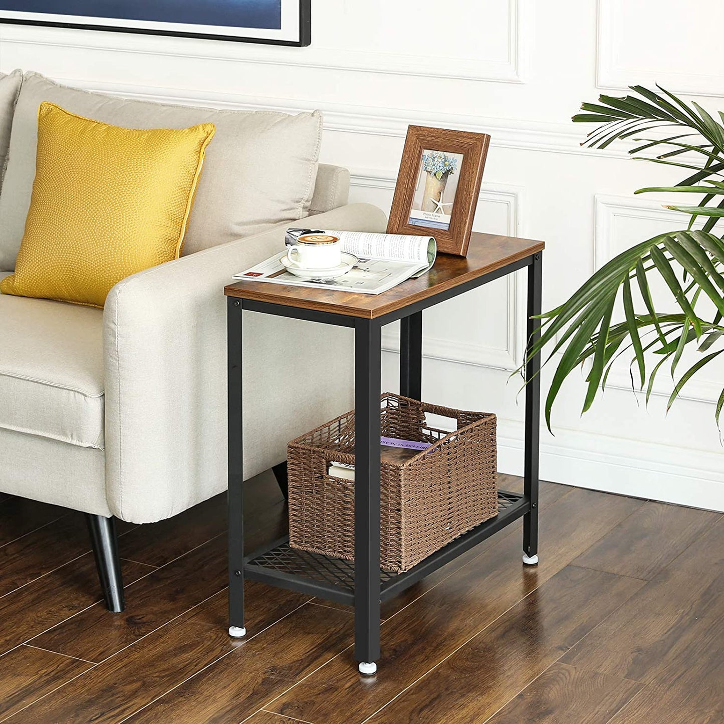 industrial-side-table-2-tier-with-mesh-and-metal-frame-rustic-brown at www.mallsonline.com.au