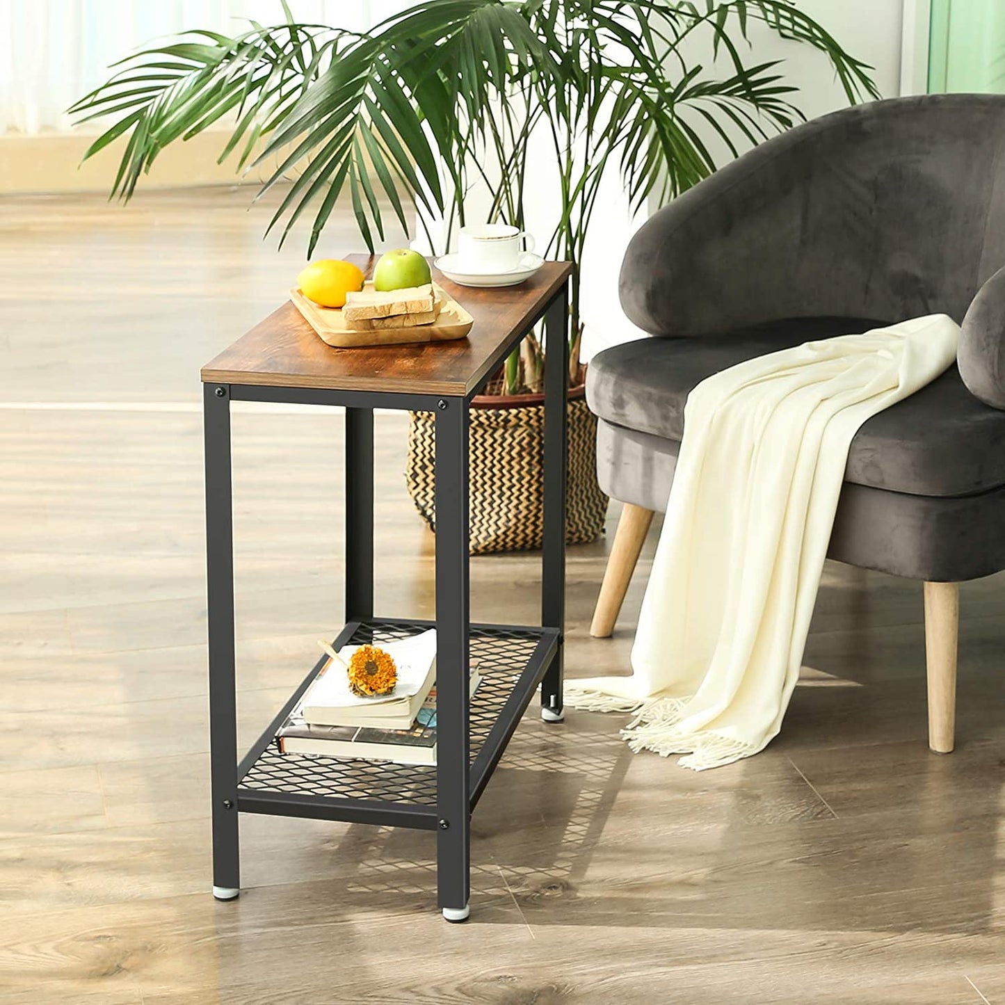 industrial-side-table-2-tier-with-mesh-and-metal-frame-rustic-brown at www.mallsonline.com.au
