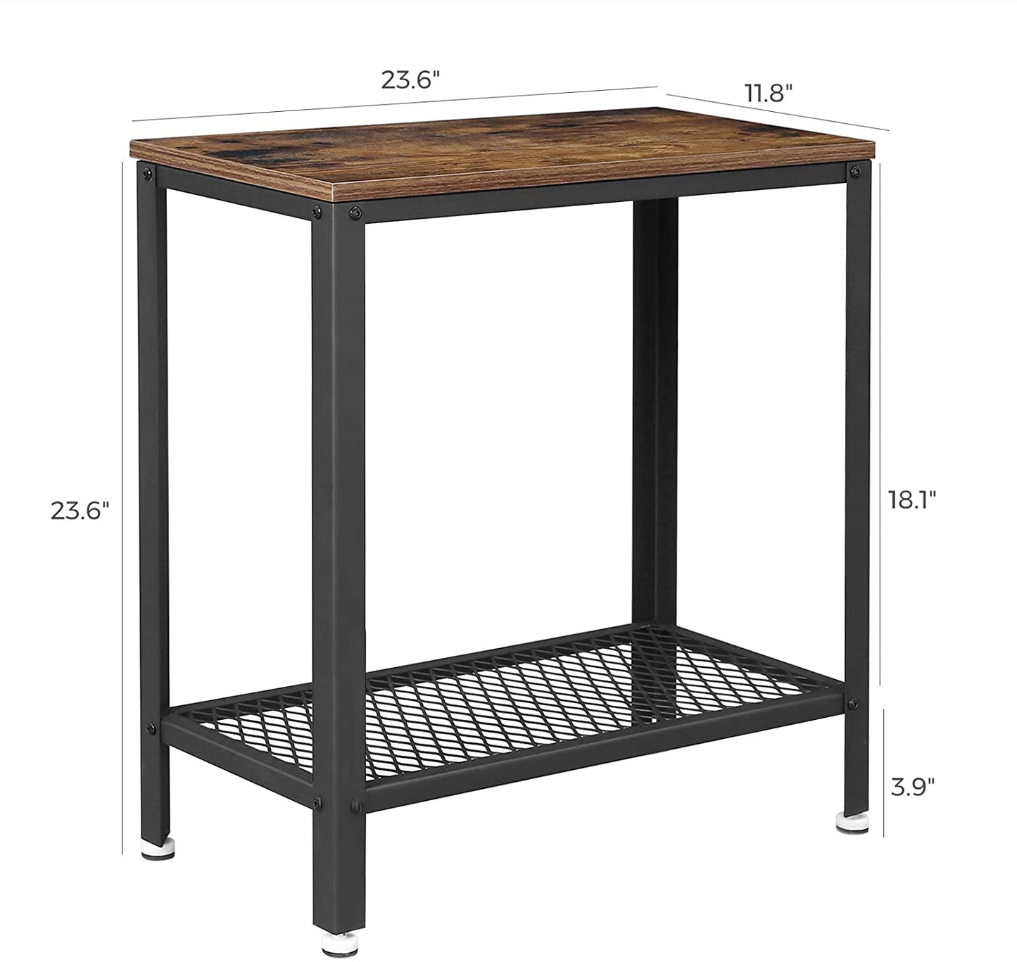industrial-side-table-2-tier-with-mesh-and-metal-frame-rustic-brown at www.mallsonline.com.au