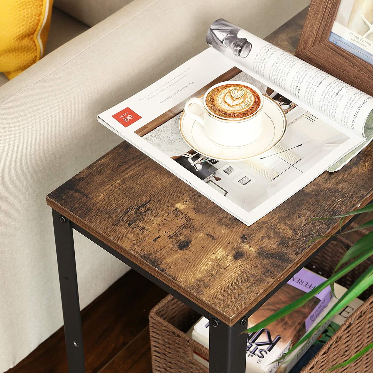 industrial-side-table-2-tier-with-mesh-and-metal-frame-rustic-brown at www.mallsonline.com.au