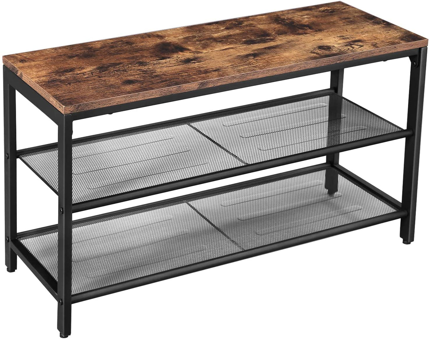 shoe-rack-with-2-mesh-shelves-rustic-brown-and-black at www.mallsonline.com.au