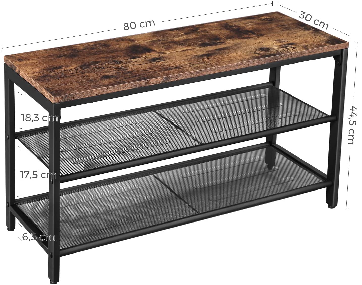 shoe-rack-with-2-mesh-shelves-rustic-brown-and-black at www.mallsonline.com.au