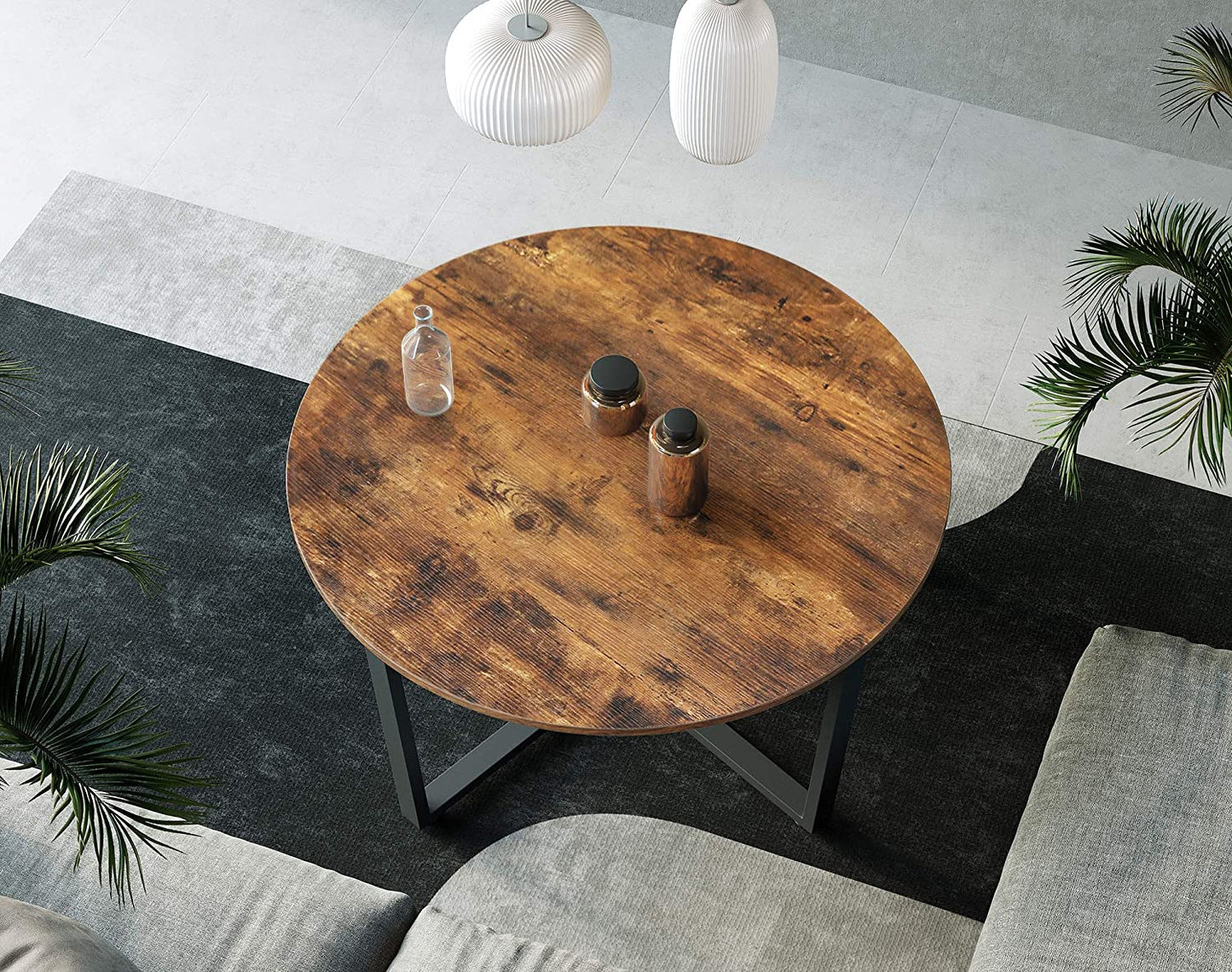round-coffee-table-rustic-brown-and-black at www.mallsonline.com.au