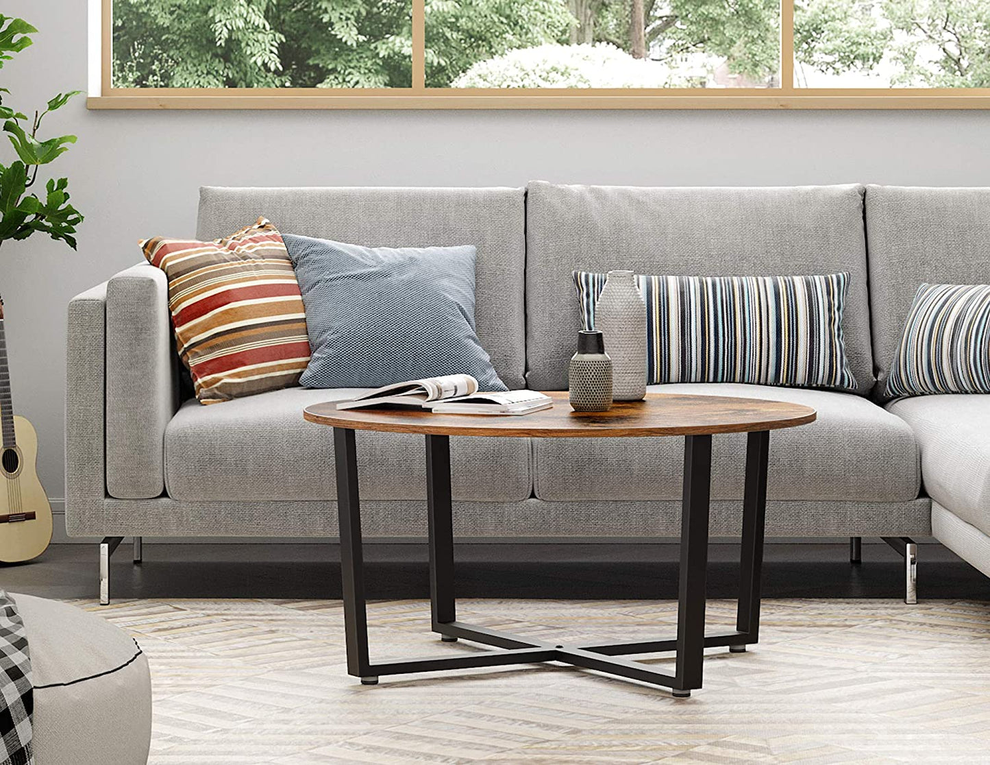 round-coffee-table-rustic-brown-and-black at www.mallsonline.com.au