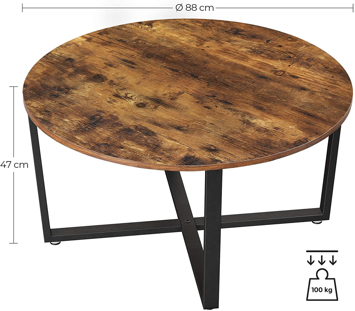 round-coffee-table-rustic-brown-and-black at www.mallsonline.com.au