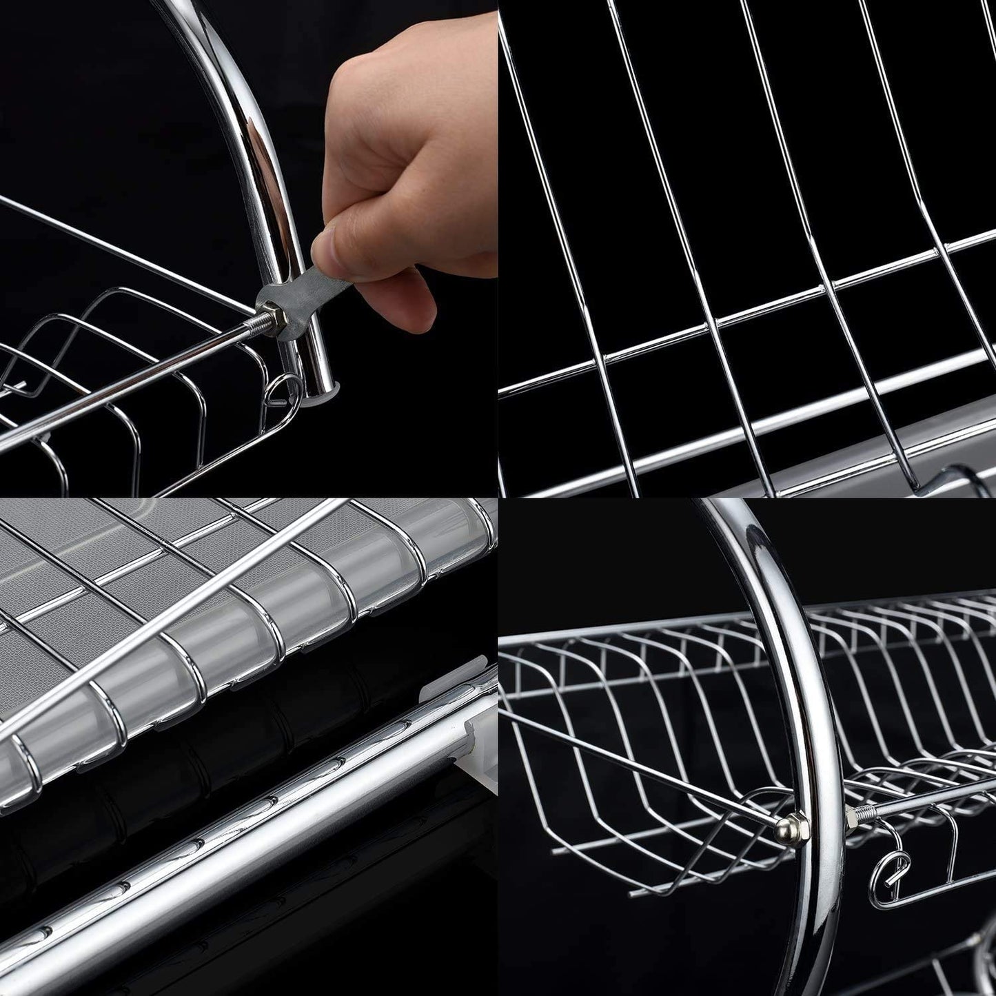 2-tier-dish-rack-with-drain-board-for-kitchen-counter-and-plated-chrome-dish-dryer-silver-42-x-25-5-x-38-cm www.mallsonline.com.au