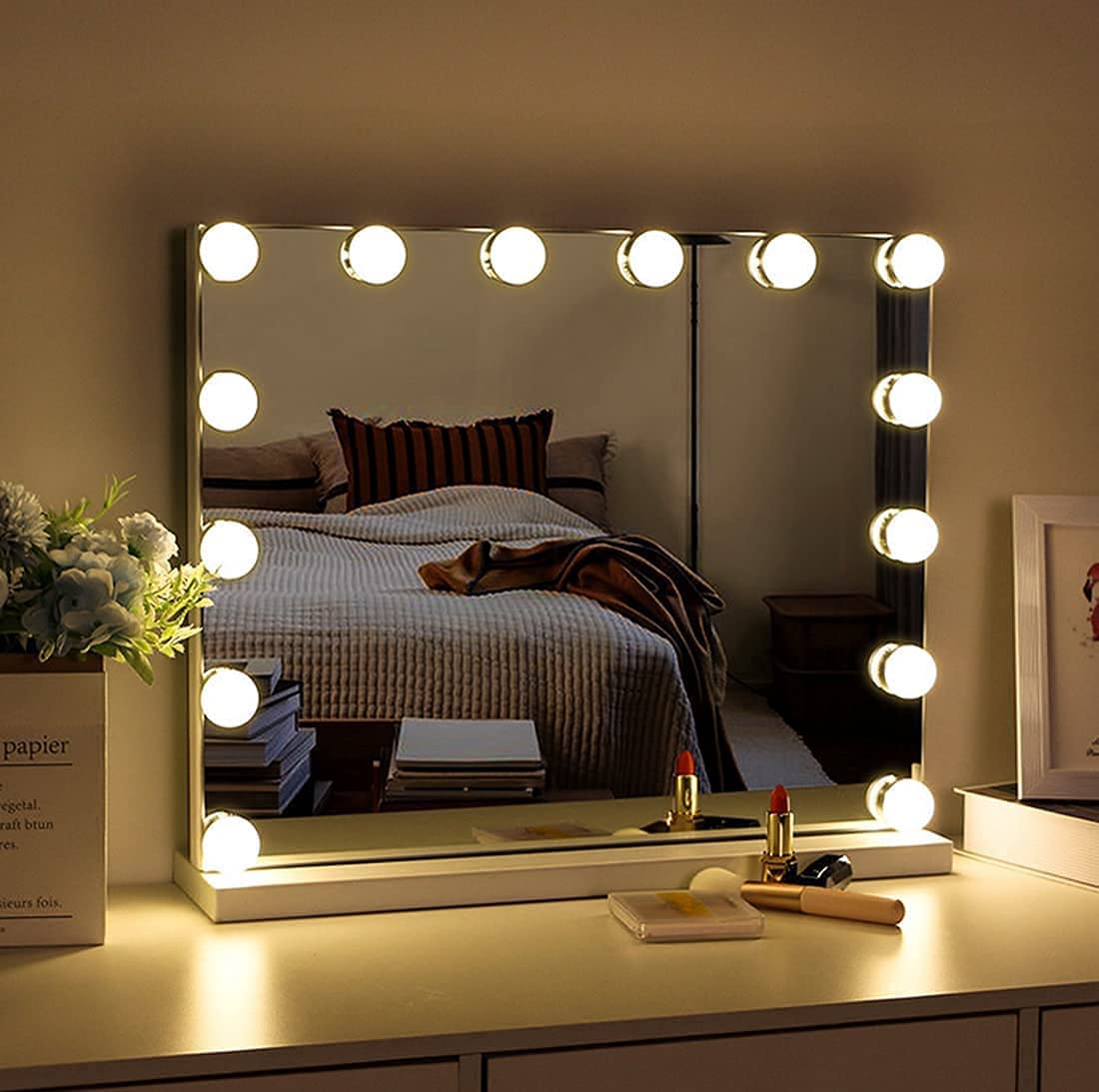 hollywood-vanity-style-led-makeup-lights-mirror-with-3-color-modes-lights-with-10-dimmable-bulbs-mirror-not-include at www.mallsonline.com.au