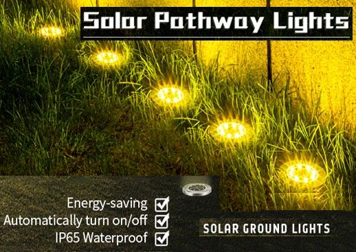 8-pack-led-solar-pathway-lights-outdoor-solar-ground-lights-warm-white www.mallsonline.com.au