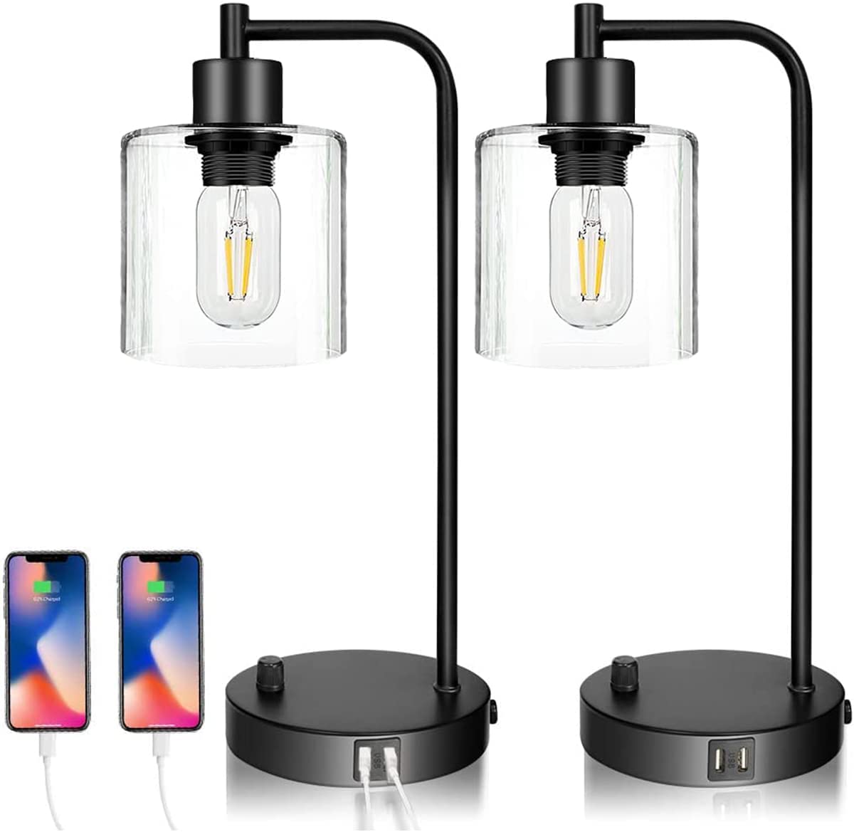 2x-pack-industrial-table-lamp-with-2-usb-port-for-bedside-nightstand-desk-and-living-room-office-bulb-not-included at www.mallsonline.com.au