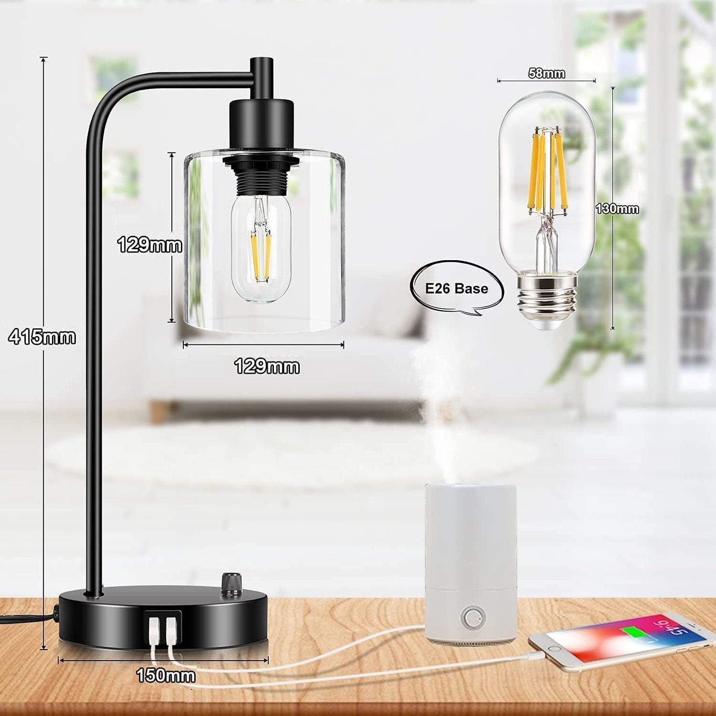 2x-pack-industrial-table-lamp-with-2-usb-port-for-bedside-nightstand-desk-and-living-room-office-bulb-not-included at www.mallsonline.com.au