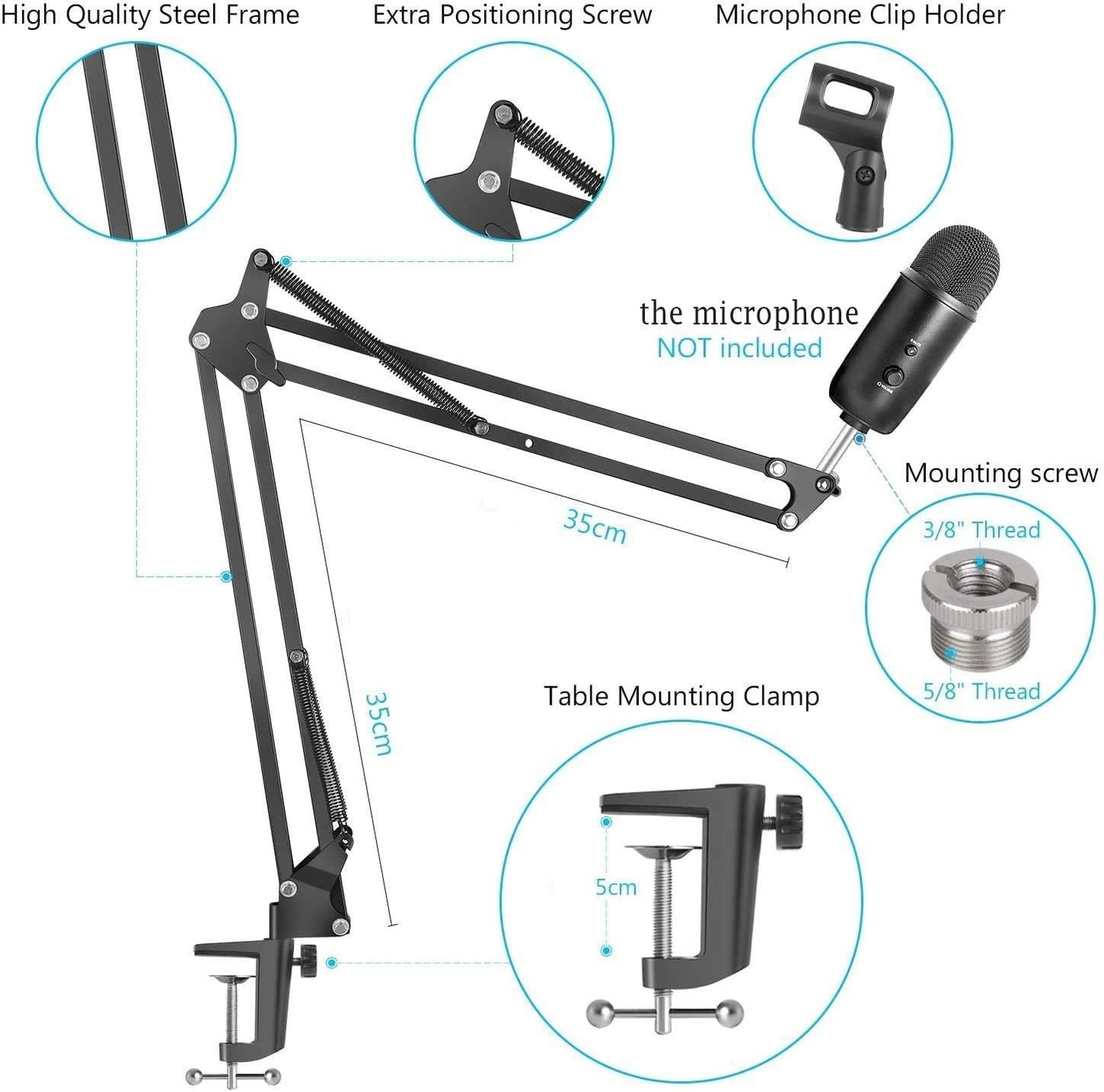 microphone-radio-broadcasting-stand-with-3-8to-5-8-screw-adapter-and-windscreen-pop-filter at www.mallsonline.com.au