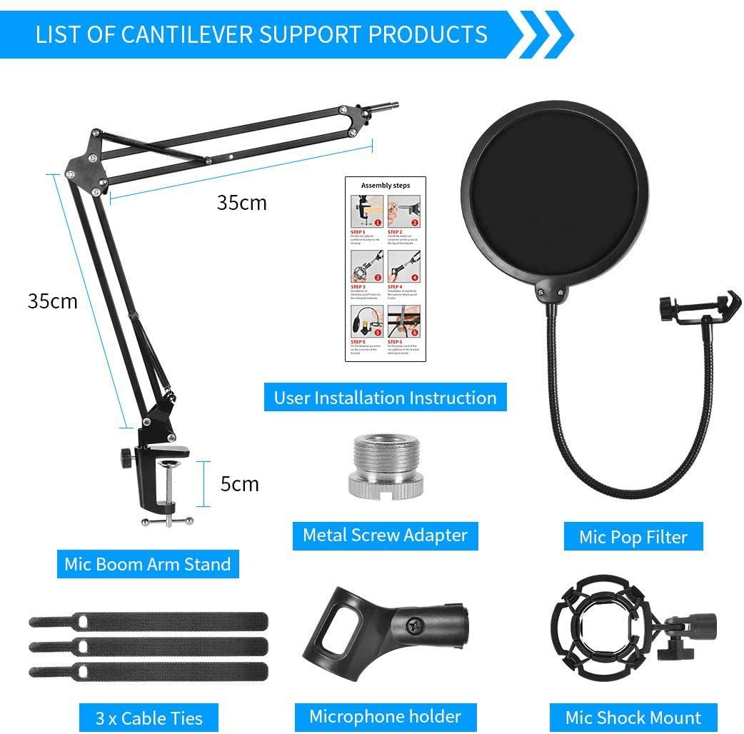 microphone-radio-broadcasting-stand-with-3-8to-5-8-screw-adapter-and-windscreen-pop-filter at www.mallsonline.com.au