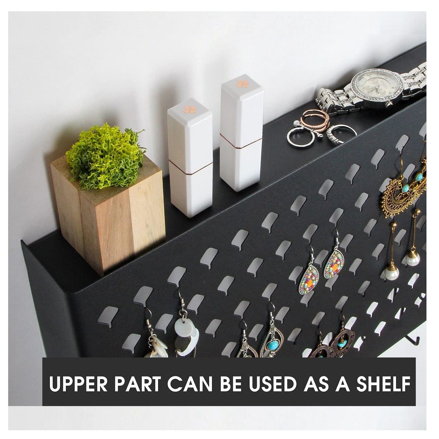 wall-mount-earring-jewelry-hanger-organizer-holder-with-109-holes-and-19-hooks-black www.mallsonline.com.au