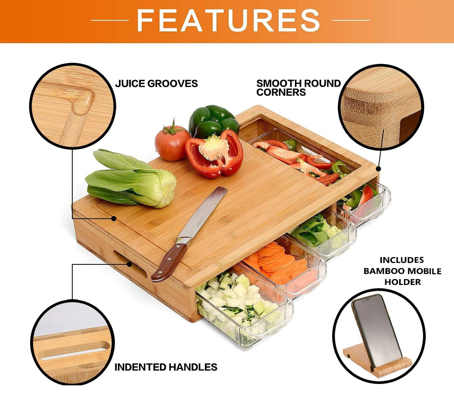 large-bamboo-cutting-board-and-4-containers-with-mobile-holder-gift-included-for-home-kitchen at www.mallsonline.com.au