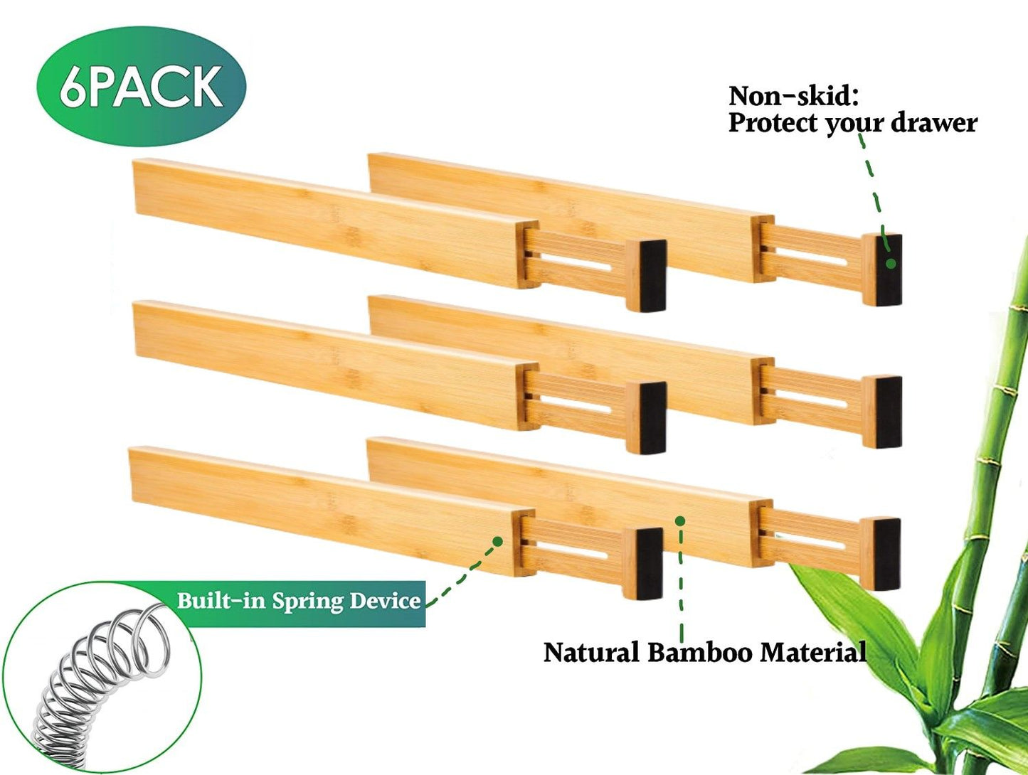 6-pack-bamboo-adjustable-kitchen-drawer-dividers-large-44-55-cm at www.mallsonline.com.au