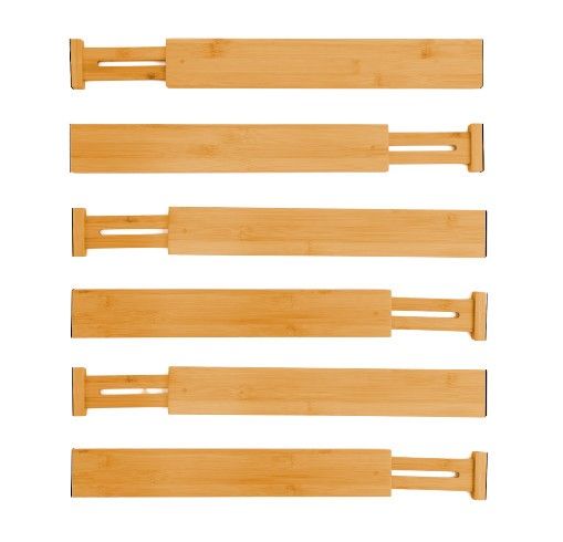 6-pack-bamboo-adjustable-kitchen-drawer-dividers-large-44-55-cm at www.mallsonline.com.au
