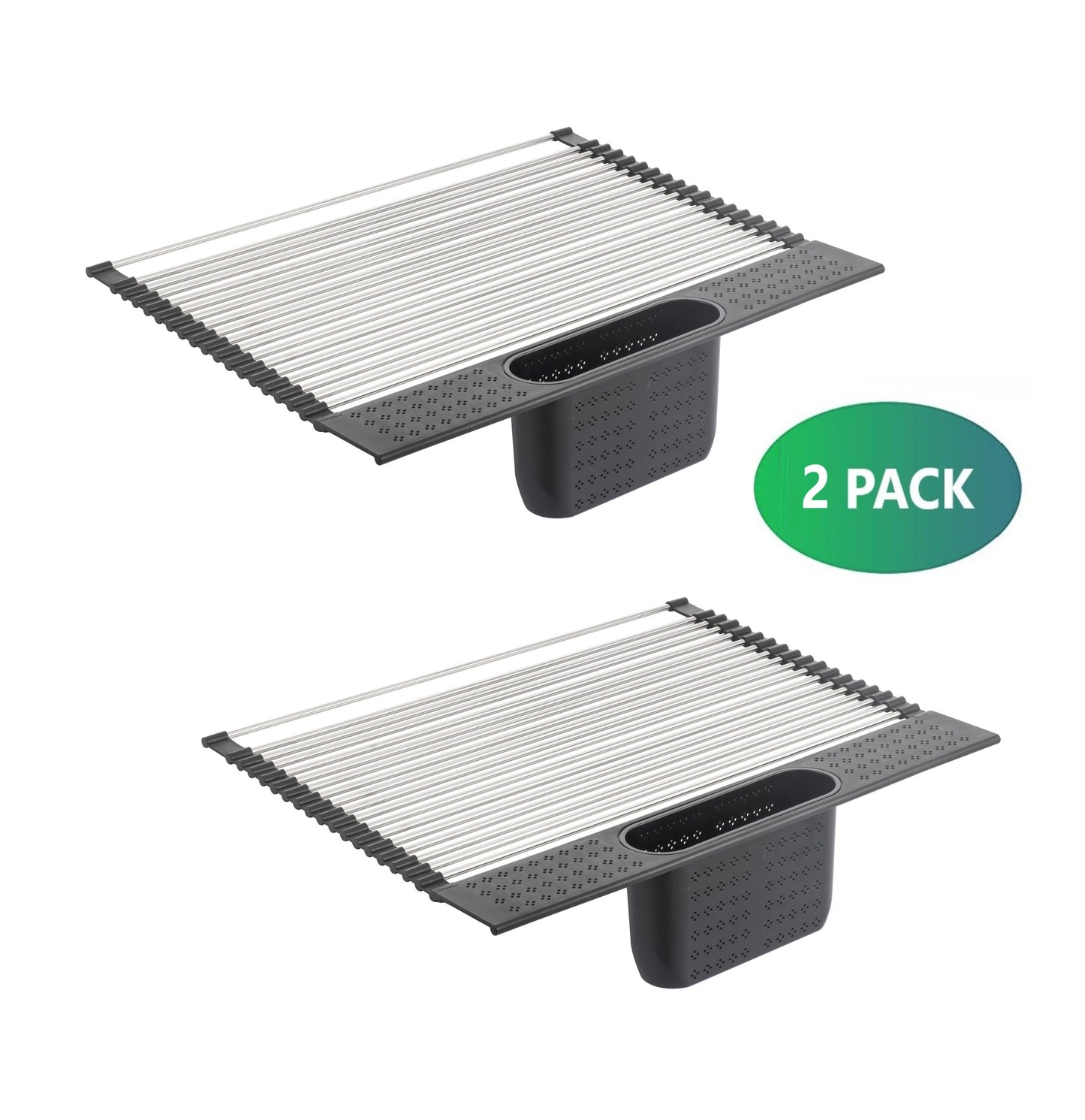 2-pack-large-stainless-steel-roll-up-dish-drying-rack-with-utensil-holder-for-home-kitchen www.mallsonline.com.au