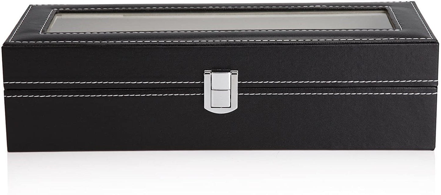 black-pu-leather-watch-organizer-display-storage-box-cases-for-men-women-6-slots www.mallsonline.com.au