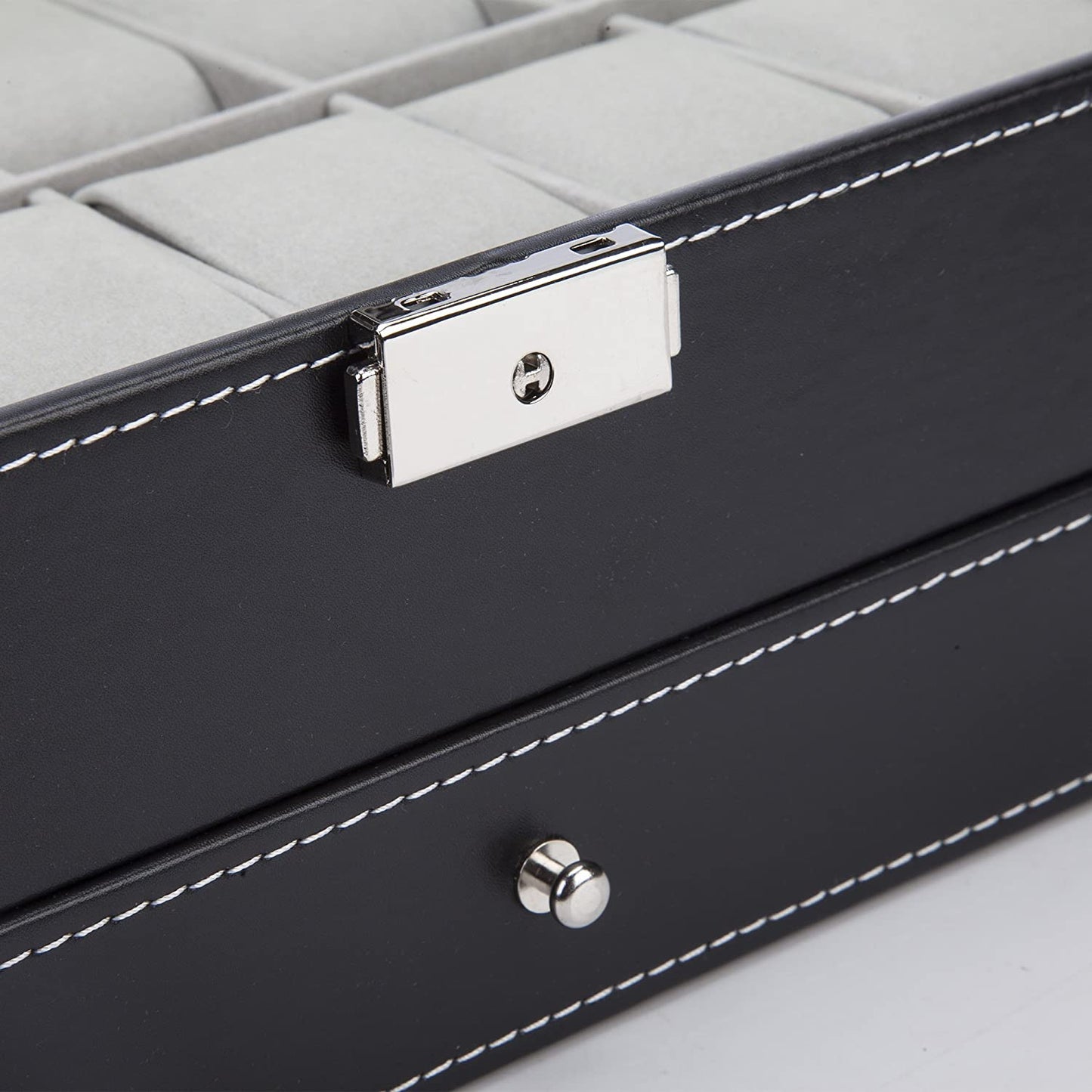 black-leather-watch-box-jewelry-display-case-with-drawers-12-slots-with-2-layers www.mallsonline.com.au
