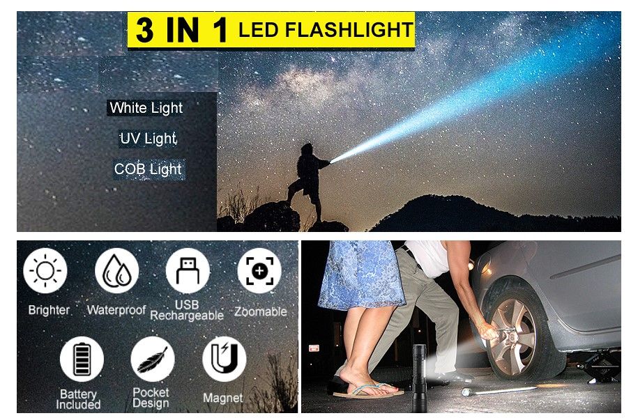 7-modes-waterproof-rechargeable-uv-light-flashlight-torch-for-camping www.mallsonline.com.au