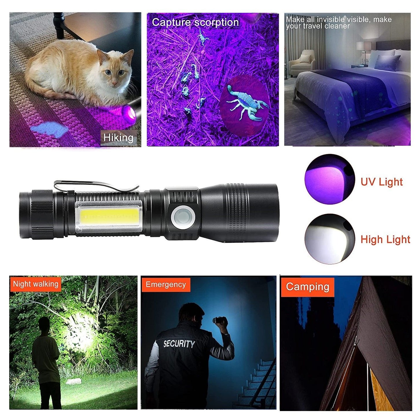 7-modes-waterproof-rechargeable-uv-light-flashlight-torch-for-camping www.mallsonline.com.au
