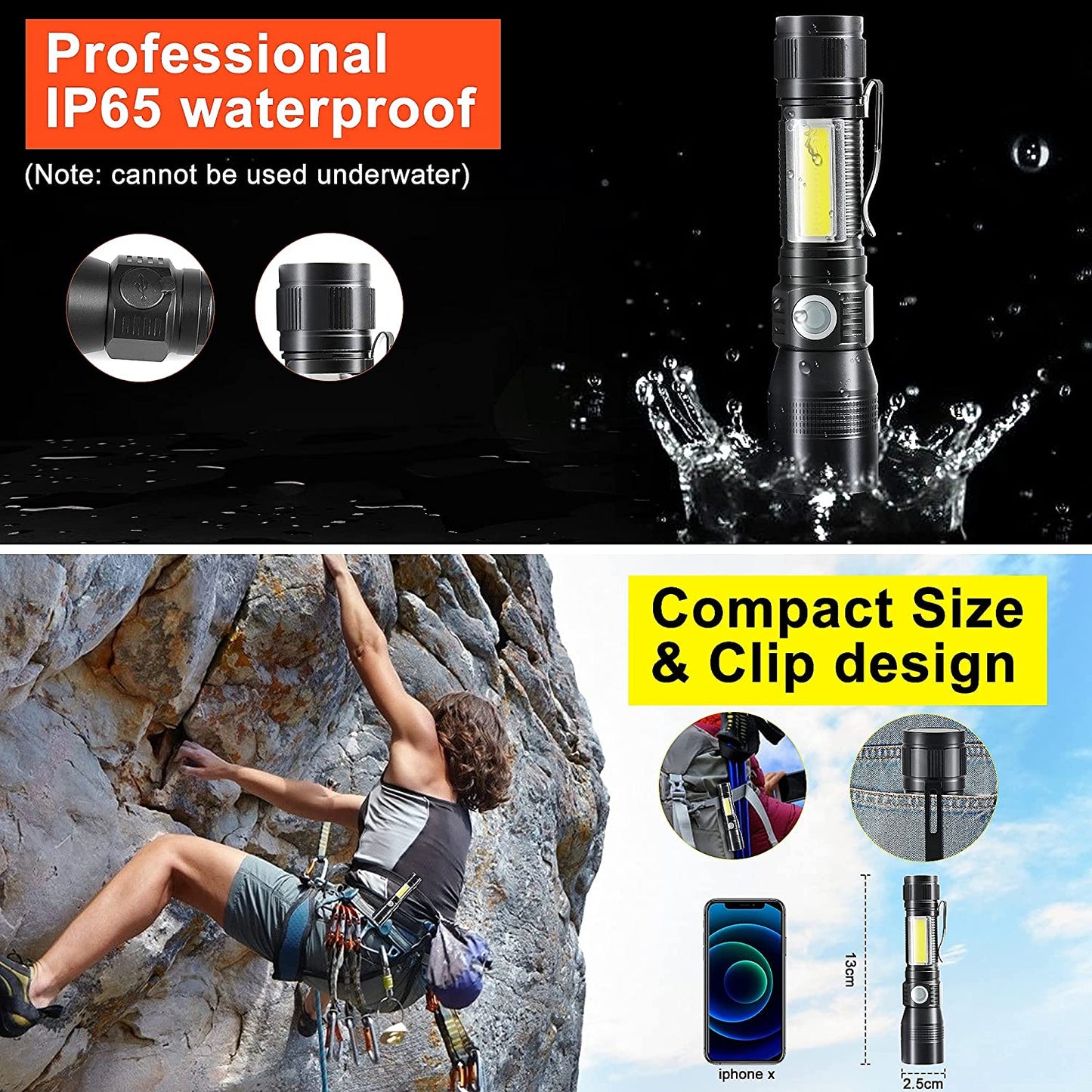 7-modes-waterproof-rechargeable-uv-light-flashlight-torch-for-camping www.mallsonline.com.au
