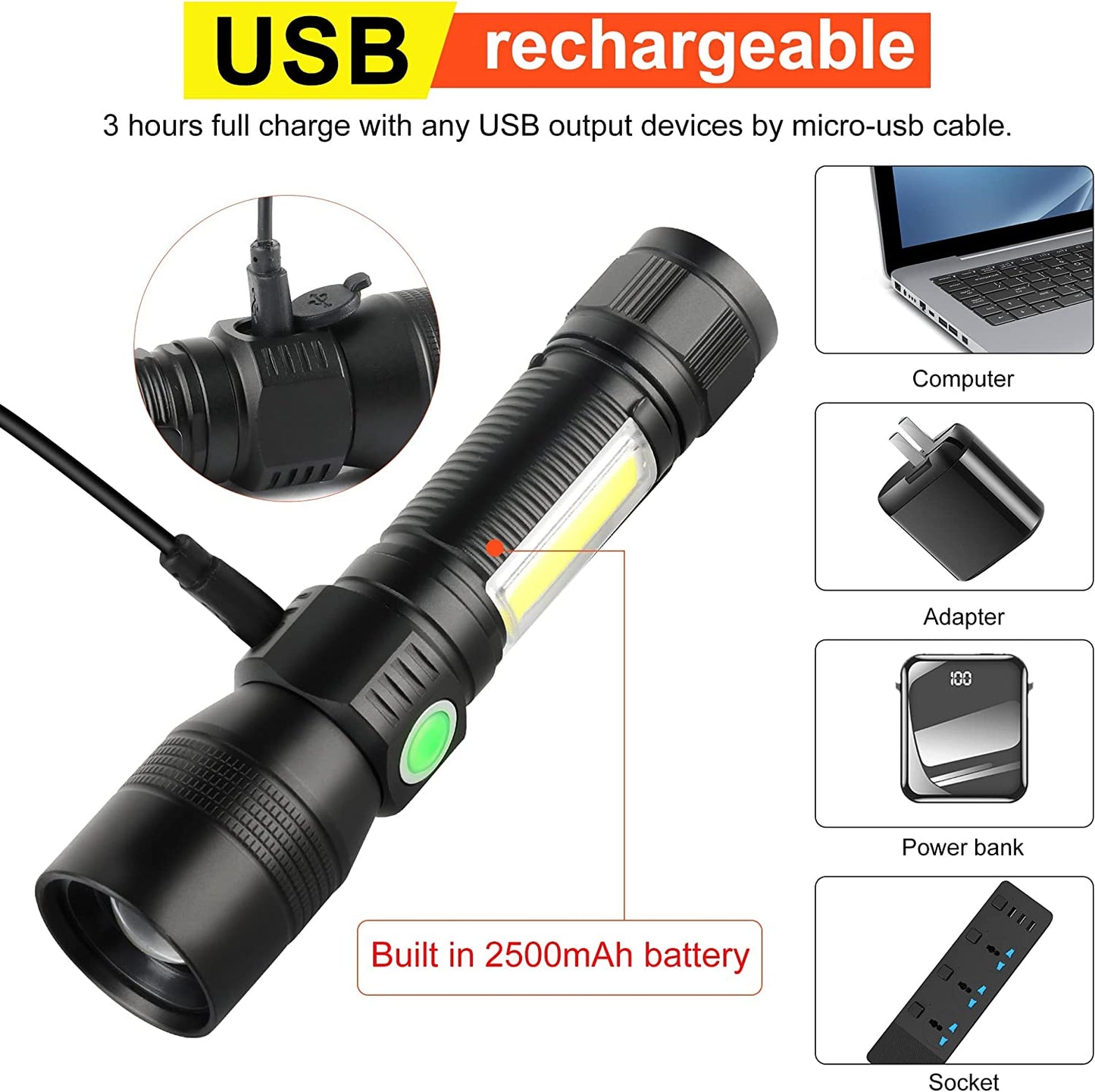 7-modes-waterproof-rechargeable-uv-light-flashlight-torch-for-camping www.mallsonline.com.au