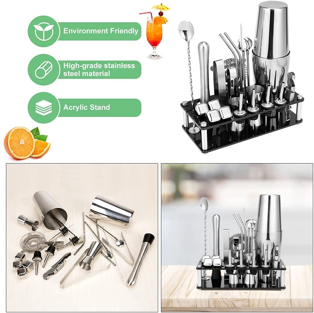 cocktail-shaker-set-boston-23-piece-stainless-steel-and-professional-bar-tools-for-drink-mixing at www.mallsonline.com.au