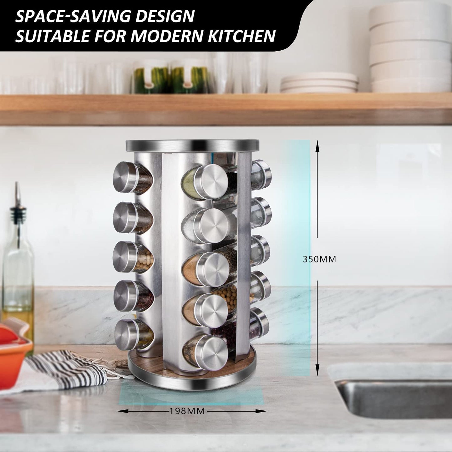 rotating-spice-rack-organizer-with-20-pieces-jars-for-kitchen at www.mallsonline.com.au