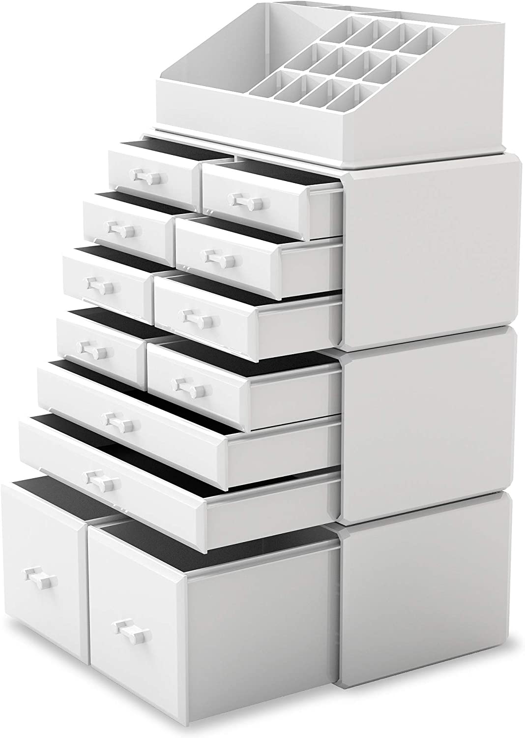 makeup-cosmetic-organizer-storage-with-12-drawers-display-boxes-white at www.mallsonline.com.au
