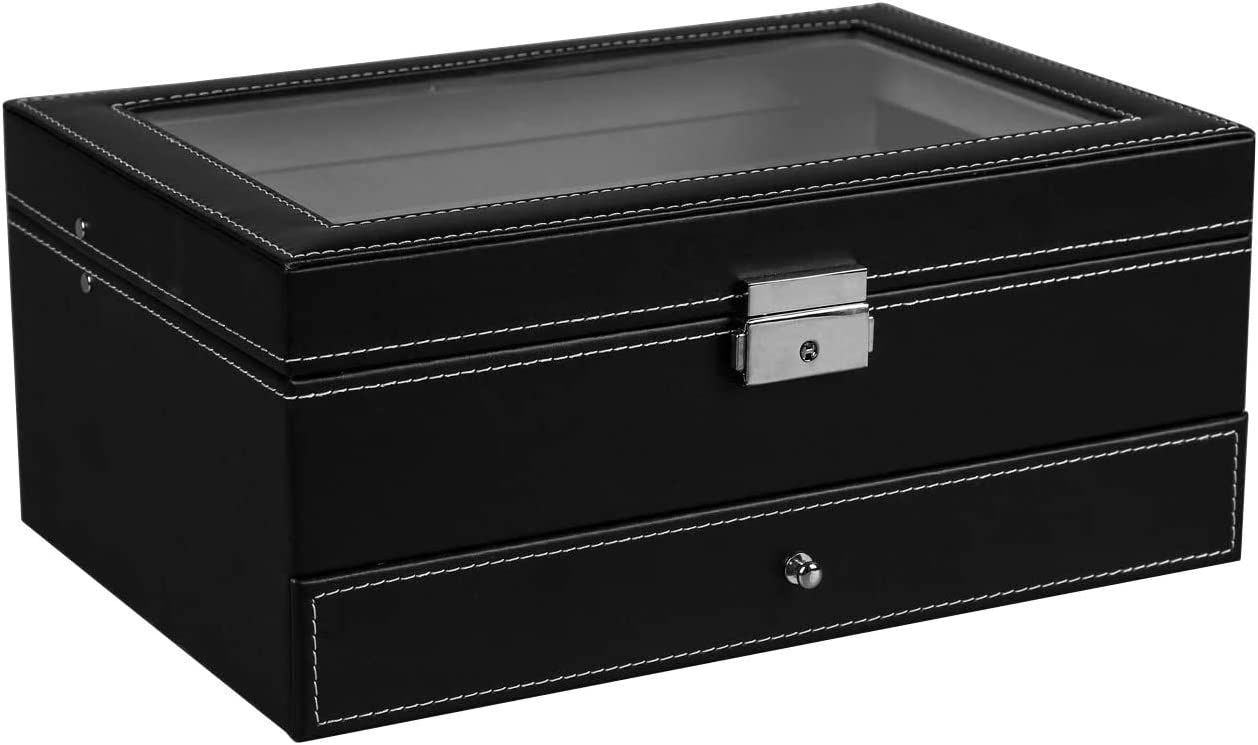 12-slot-pu-leather-lockable-watch-and-jewelry-storage-boxes-black at www.mallsonline.com.au