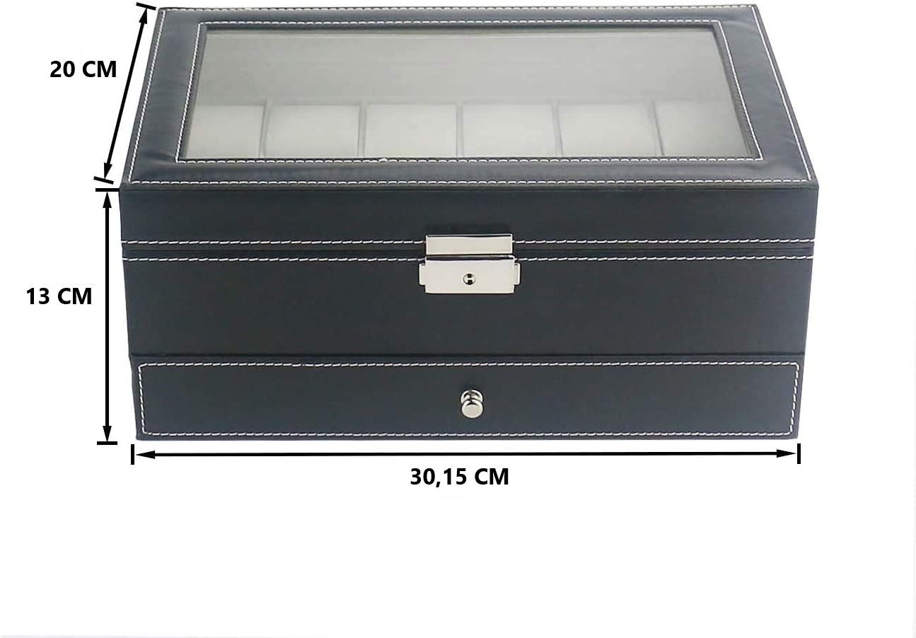 12-slot-pu-leather-lockable-watch-and-jewelry-storage-boxes-black at www.mallsonline.com.au