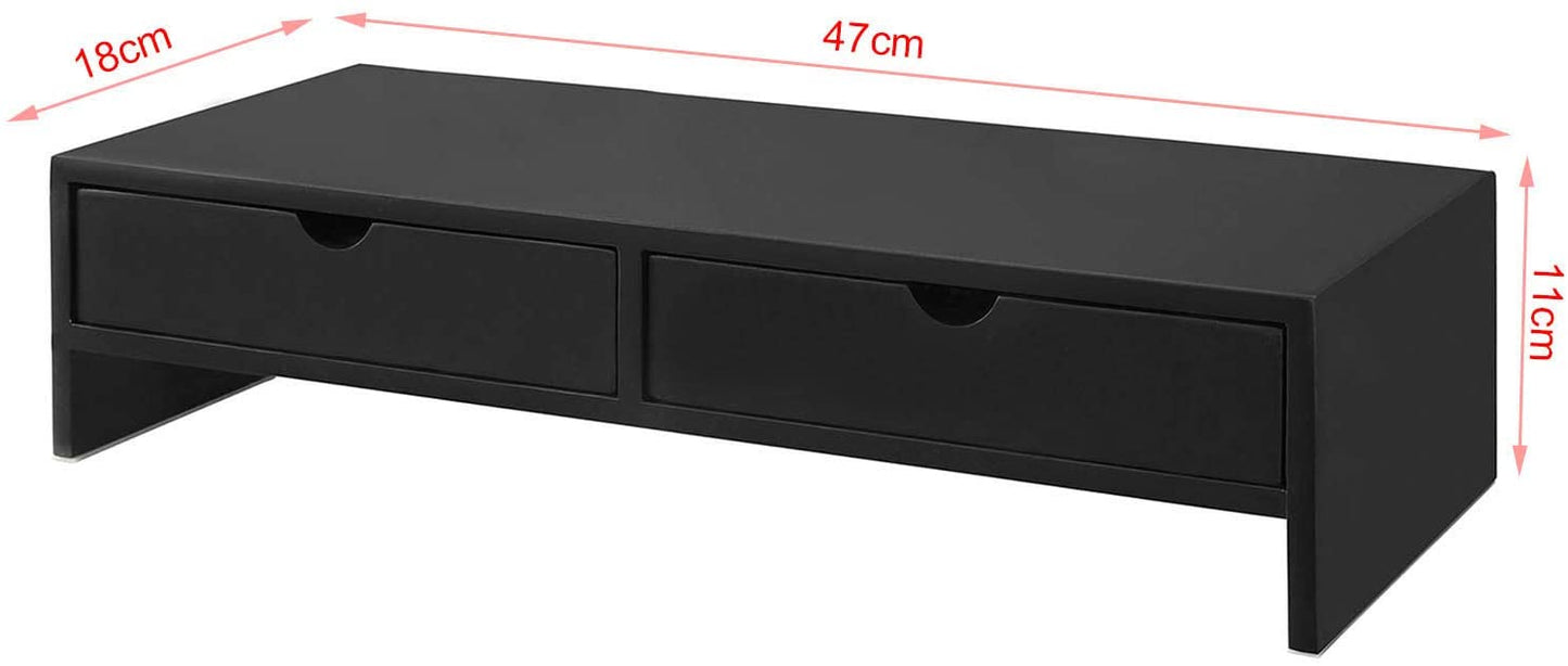 black-monitor-stand-desk-organizer-with-2-drawers at www.mallsonline.com.au