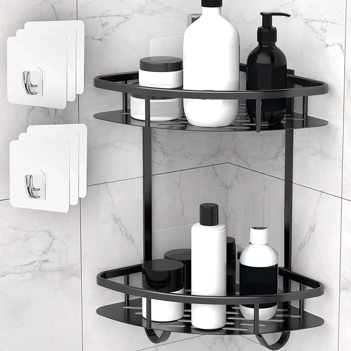 2-pack-aluminum-adhesive-shower-caddy-corner-shelf-storage-rack-for-bathroom www.mallsonline.com.au