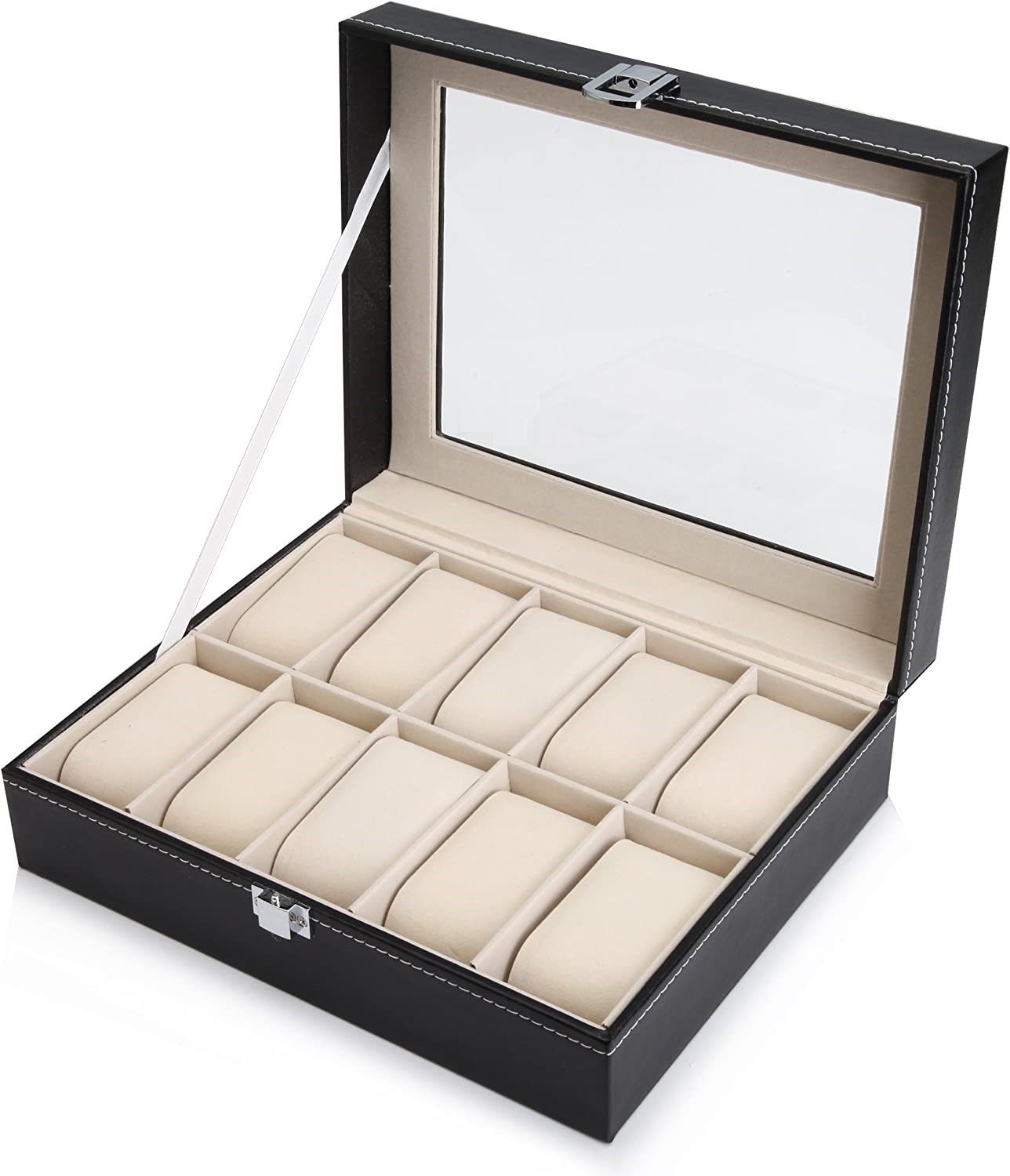 black-pu-leather-watch-organizer-display-storage-box-cases-for-men-women-10-slots www.mallsonline.com.au